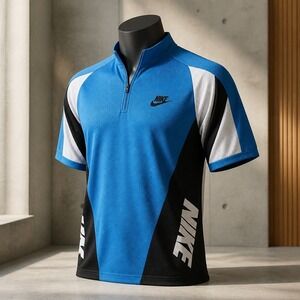 VINTAGE Nike Cycling Jersey Adult M Blue Full Zip Dri-Fit / Size Small 36 Chest